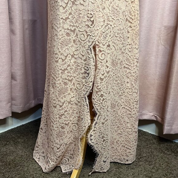 J S Collections 12 Formal Beige Lace Feminine Maxi Resort Wedding Event $248 - Picture 7 of 16